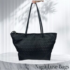 Fendi Zucchino Canvas Tote Black